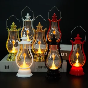 Handmade Vintage LED Retro Portable Oil Lamp Lantern with Hanging Flickering Candle Light