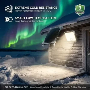 Harsh Environments Industrial Grade 60W 9600lm Solar Floodlight Smart Low-Temp Battery for Commercial Area Pathway