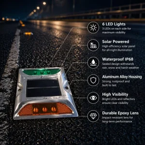 Heavy Duty Aluminum High Intensity Prismatic Solar Road Stud Pavement Marker Light for Highway Safety Warning