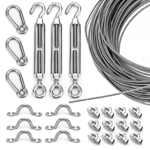 Heavy Duty Turnbuckle Pad Eye Wire Rope Clamp Well Easy to Install String Lights Hanging Kit for Outdoor