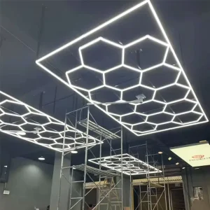 Hexagon Modular LED Garage Ceiling Light, Hanging High Bay, for Detailing, Home, Factory