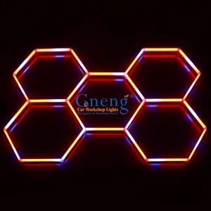 Hexagon RGB LED Light Aluminum Nightclub Gym Garage Ceiling Lights High End RGB Hexagonal Lamp