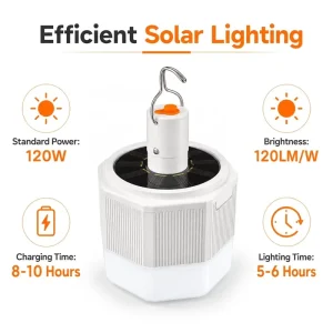 High Brightness 120W ABS+PC Solar Powered LED Light for Camping Tent Outdoor Emergency Portable Camping Lantern