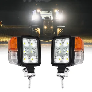 High Brightness 12V LED Working Light Flood Lamp with Turn Signal Waterproof IP67 Tractor Trailer Truck Industrial Safety Lights
