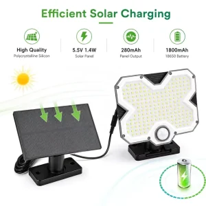 High Brightness 212LED 1800mAh PIR Sensor Remote Control for Outdoor Wall Patio Solar Split Wall Light