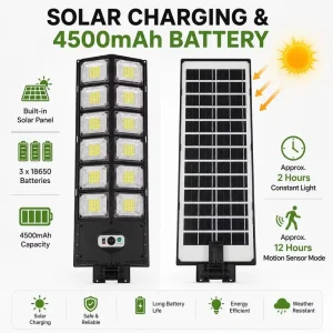 High Brightness 504 LEDs 4500mAh ABS+PS PIR Motion Sensor Solar Light for Outdoor Garden Courtyard Solar Street Light
