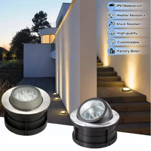High Brightness Aluminum LED Ground Lights Waterproof IP67 12V DC 3000K-6500K Color Temp Adjustable Beam Angle Lighting CRI 80