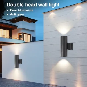 High Brightness Cylinder Outdoor Wall Light with Up Down Photocell Sensor Water Proof 5CCT LED Lamp for Garden and Exterior Use