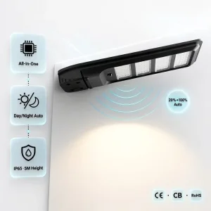 High Brightness Factory Rechargeable Light COB LED Solar Street Light Motion Sensing ROHS Certified for Road
