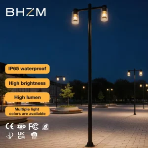 High Brightness High Pole LED Garden Lights Eye Protection Non-Flash Aluminum Waterproof IP65 30W*2 Outdoor Street Lights