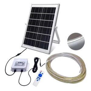 High-Efficiency COB LED Strip Lights with Solar Panel IP66 Rated for Home Garden Use Available in 5m to 50m Lengths