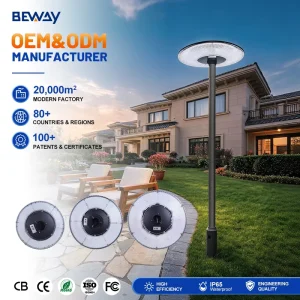 High Efficiency LFPO4 High Quality Power Battery All in One 100w 200w 300w Ufo Outdoor Pole Light Garden Solar Lamp With Sensor