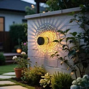 High Efficiency Solar Charging Wrought Iron Mandala Decorative Garden Landscape Lamp Outdoor Waterproof LED Light Wall mounted