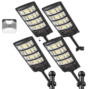 High Efficiency Solar LED Street Light ABS Road IP67 Waterproof Remote +Time Control Durable Outdoor Lighting 6000K Daylight