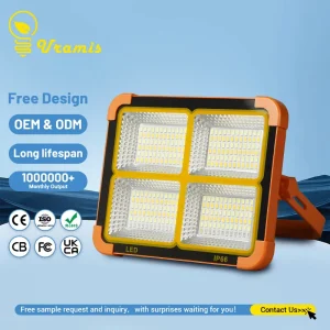 High Endurance Outdoor Landscape Camping Lighting Portable IP66 ABS 50W LED Solar Powered Rechargeable Adjustable Flood Lights