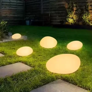 High Gloss 5W LED Charging Outdoor Stone Lights Simple Style Waterproof IP65 PVC Courtyard Decoration Electric Powered