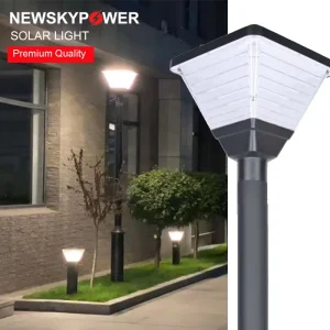 High Lumen AC Hybrid Grid-Connected Solar Powered Light LED Bollard Courtyard Lamp IP65 With Pole for Outdoor Street Landscape