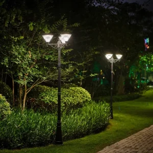 High Lumen IP65 LED Solar Waterproof Decorative Yard Pathway Landscape Lighting Pole Post Top Light Garden Lamp