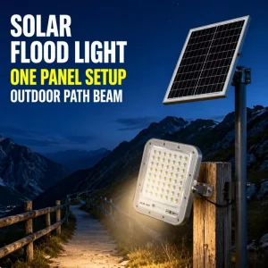 High-Lumen LED Aluminum Outdoor Solar Flood Two Solar Panels Lifepo4 Battery Waterproof IP66 RoHS Certified 3-8 Meters Range