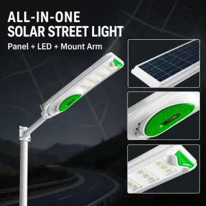 High Lumen Outdoor Column Lamp Various Control Methods 400W IP38 All in One Solar Street Light Aluminum PC White ABS Material