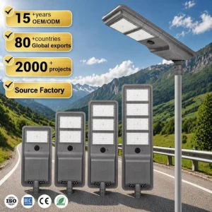 High Lumen Outdoor Highway Courtyard Waterproof IP65 100W 200W 300W 400W All in One Integrated LED Solar Street Light