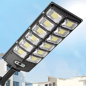 High Lumen Solar Street Light IP65 Aluminum Alloy Double Row LED Outdoor Road Courtyard Wall Pole Mount Motion Sensor