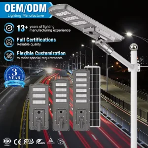 High Lumens 300w 400w 600w Outdoor IP65 Waterproof Road Lamp Streetlight Integrated Solar Powered Street Light