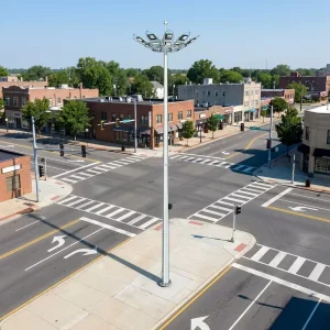 High Mast Lighting Pole 15m 18m 20m 30m 35m Hot Dip Galvanized Powder Coating Raising Lowering System for Square Road