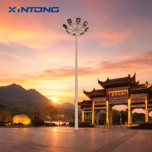 High Mast Lighting Pole Hot-Dip Galvanized Steel Lighting Tower for Leisure Park and Recreational Area Infrastructure