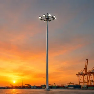 High-Mast Lighting Structure with Multiple Floodlights for Airports and Interstate Applications