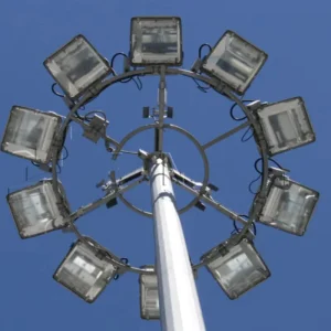 High Mast Module Floodlights Plaza 15-Meter Steel Utility Poles Cross-Shaped Streetlights 160km/h Wind Resistant