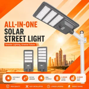 High Power 300W 400W 500W IP67 Solar Street Lamp with LiFePO4 Battery Radar Sensor Remote Control Outdoor LED Light for Highway