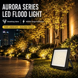 High Power LED Flood Light 50W 600W IP65 Waterproof 4000V Surge Protection Outdoor Spotlight with Breathing Valve