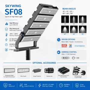 High Power Modular LED Sports Light High Mast Light 150lm W IP66 Outdoor Stadium Floodlight 25 90 Beam Angle 5 Year Warranty