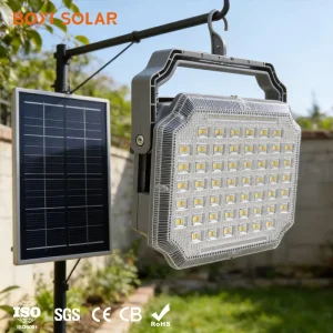 High Power Rechargeable Multifunctional IP67 Rated ABS LED Floodlight Portable Solar Camping Light for Road & Outdoor Use