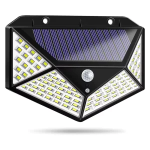 High Quality 100 LED Solar Panel Powered Wall Lamp 3 Modes PIR Motion Sensor IP65 Waterproof Garden Lights ABS CE Certified