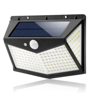 High Quality 213LED DC Solar Panel Powered Lithium Battery Wall Mounted PIR Motion Sensor IP65 Waterproof 6000K Garden Lights