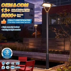 High-Quality High-Pole Pathway Outdoor Street Lights IP65 Waterproof 3000K-6500K Aluminum Modern 20W Solar Garden Lights