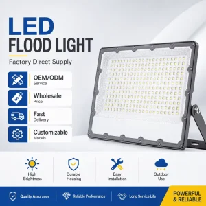 High Quality IP65 LED Flood Light | 10W-300W | Outdoor Waterproof Road Lighting High Bright Feature for Stadium Garden Security