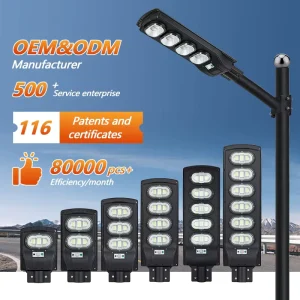 High Quality IP65 Waterproof Outdoor 50W 100W 150W 200W 250W 300W ABS All in One Integrate Solar Led Streetlight