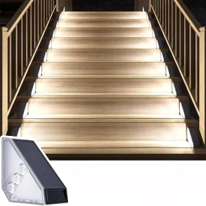 High Quality IP65 Waterproof Solar LED Stair Light Indoor Outdoor Triangle Deck Plastic ROHS Certified Rechargeable Battery