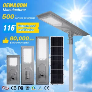 High Quality Outdoor Solar Road Lighting Ip66 Waterproof 100w 200w 300w Aluminum All in One Integrated Led Solar Street Light