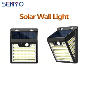 High Quality Solar Lights Outdoor Waterproof LED Wall Mounted Lamp Motion Sensor Lighting for Patio Garden Stairs