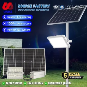 High Stability IP66 Waterproof Outdoor Sport Football Field Lighting Die Casting Aluminum PC Lens 200W LED Solar Flood Light