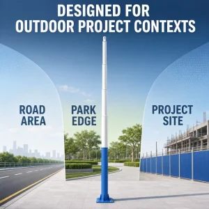 High Wind Resistant Round Street Light Pole Hot Dip Galvanized Anti Corrosion Structure for Seaside Area