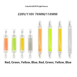 High-brightness Colorful R7S COB Ceramic Glass 78mm 118mm Double-ended Tube Lamp Floodlight CE Certified for Garden