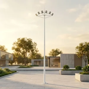Highway Toll Station High Mast Pole 12m 18m Wind Proof High Mast Lighting With Lifting Device