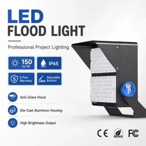 Hishine Durable Solar Flood Light with SMD 3030 for Public Square 500W 250W Heat Sink Flood Light