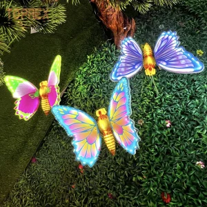 Holiday Outdoor Garden Waterproof Simulation LED Electric Butterfly Moving Wings Decoration Creative Exterior Light