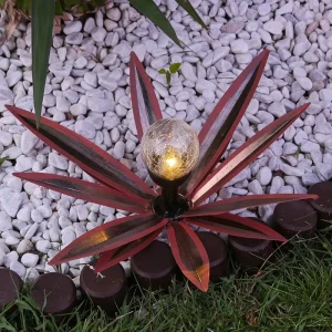 Home Garden Outdoor Yard Decorations Lawn Ornaments Tequila Rustic Sculpture Metal Agave Plant Warm White LED Solar Light IP44